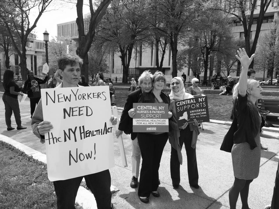 Syracuse activists rally for universal healthcare in Albany in May.