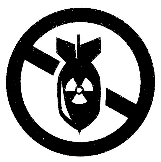 Anti-nuclear weapon symbol Anti-nuclear weapon symbol showing a nuclear bomb with a line through it